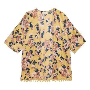 Walking on Sunshine Floral Girls Kimono sz Large.